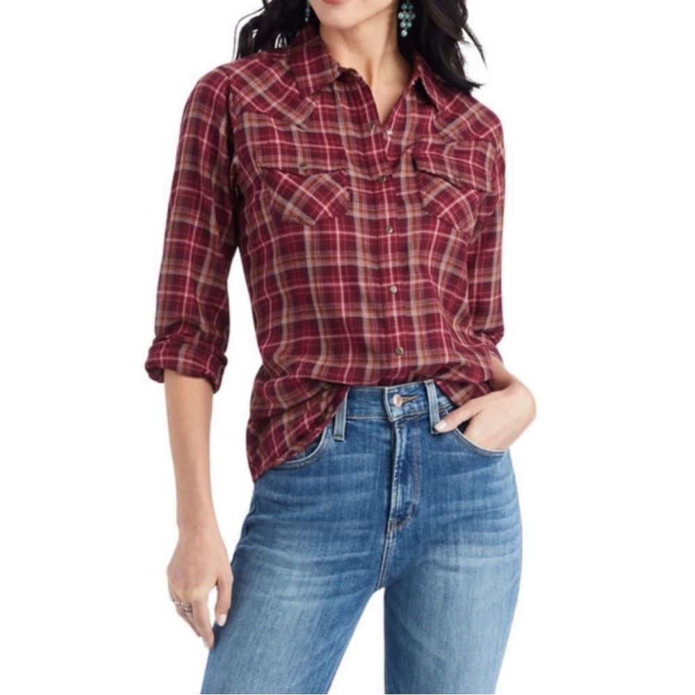 Ariat Real Shirt Plaid LS Snap Top NWT - Picture 2 of 9
